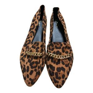 WOMEN'S SZ 10W COMFORT PLUS ANIMAL PRINT chain link FLATS